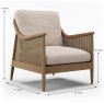 Loomier Armchair With Cream Linen Fabric Seat & Back Cushions Dimensions