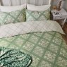 Helena Springfield Harvest Moon Folk Trellis Reversible Super King Duvet Cover Set Sage Overhead