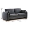Constance 3 Seater Sofa Fabric Deep Ocean Dimensions