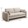Constance 3 Seater Sofa Fabric Tuscany Oatmeal Dimensions