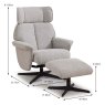Darling Swivel & Reclining Armchair +  Footstool Fabric Pearl Grey Dimensions