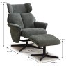 Darling Swivel & Reclining Armchair +  Footstool Fabric Winter Moss Dimensions