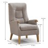 Colchester Fireside Armchair Fabric Oatmeal Dimensions