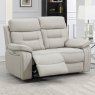 Bassano 2 Seater Electric Reclining Sofa Leather Light Grey Lifestyle