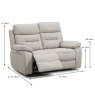 Bassano 2 Seater Electric Reclining Sofa Leather Light Grey Dimensions