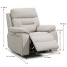 Bassano Electric Reclining Armchair Leather Light Grey Dimensions