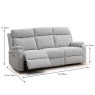 Formello 3 Seater Electric Reclining Sofa Fabric Silver Dimensions