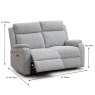 Formello 2 Seater Electric Reclining Sofa Fabric Silver Dimensions