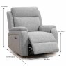 Formello Electric Reclining Armchair Fabric Silver Dimensions