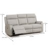Formello 3 Seater Electric Reclining Sofa Leather Light Grey Dimensions