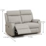 Formello 2 Seater Electric Reclining Sofa Leather Light Grey Dimensions
