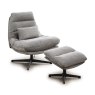 Pichu Swivel Chair & Footstool Fabric Grey