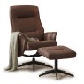 Casper Swivel Recliner Chair & Footstool Fabric Brown