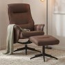 Casper Swivel Recliner Chair & Footstool Fabric Brown Lifestyle