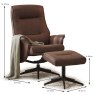 Casper Swivel Recliner Chair & Footstool Fabric Brown Dimensions