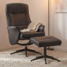 Casper Swivel Recliner Chair & Footstool Fabric Ocean Blue Lifestyle