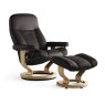 Consul Large Chair With Classic Base + Footstool Batick Leather 