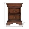 Normandie 3 Drawer Bedside Locker Mahogany Dimensions