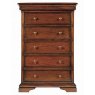 Normandie Wide 6 Drawer Tallboy Mahogany