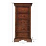 Normandie Narrow 6 Drawer Tallboy Mahogany Dimensions