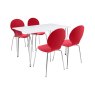 Lene 4 Person Rectangle Dining Table + 4 Red Marcus Chairs