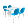 Lene 4 Person Rectangle Dining Table + 4 Blue Marcus Chairs