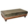 Constable Large Rectangular Footstool Galveston Bark Leather Only & Fabric 4 Coco Olive Only