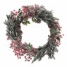 Decorated Wreath With Berries, Pinecones, Snow Green & White 60cm