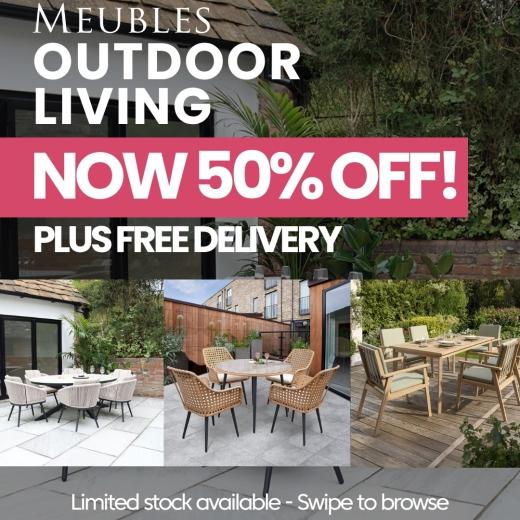 Preparing for the next heatwave? ☀️ The Outdoor Furniture Sale is now 50% OFF, plus FREE DELIVERY...