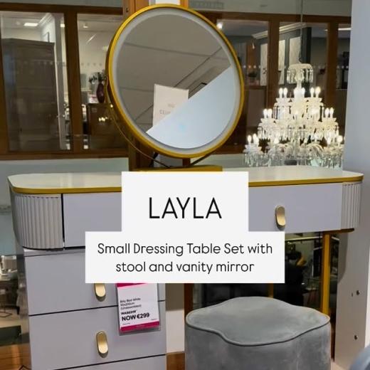 Say hey to your new favourite getting-ready spot! ✨ The Layla Dressing Table Set (with LED mirror a...