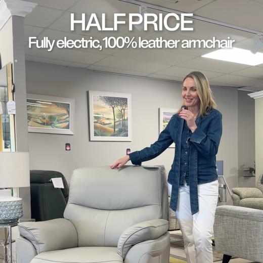 50% OFF the amazing Tirso Recliner Chair! ✨ Available in a gorgeous light grey full leather finish,...