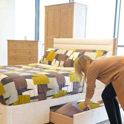 Storage worries? Small bedroom? Meet the Arabella ✨ The Arabella Bedstead in cream velvet combines...